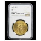 1924 $20 Gold Saint Gaudens Double Eagle NGC slab
