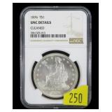 1876 U.S Trade dollar NGC slab certified Unc,