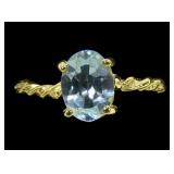 Sterling silver gold wash oval cut prong set blue