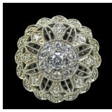 Sterling silver CZ cocktail ring with lacey