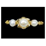 Sterling silver gold wash freshwater pearl 3-pearl