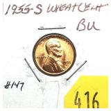 1955-S Lincoln cent, Unc.