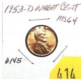 1953-D Lincoln cent, Unc.