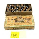 Vintage box of Peters .25 Auto cartridges,