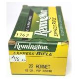 Box of .22 Hornet - 45 Gr. PSP Remington