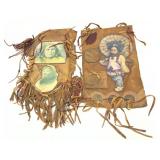 Lot: 2 handmade vintage leather bags/ art