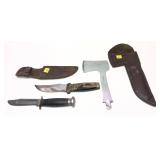 Lot, Case hunting knife with leather sheath and