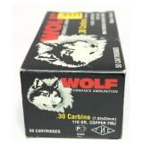 Box of .30 Carbine - 110 Gr. Copper FMJ Wolf