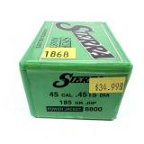 Box of .45 Cal. (.4515') 185-grain JHP Sierra