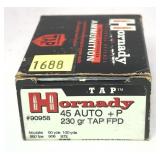 Box of .45 Auto +P - 230 Gr. TAP FPD Hornady
