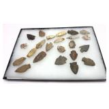 Collection of Native American stone arrow heads,
