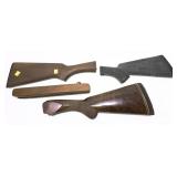 Lot: 4 assorted butt stocks, 3 wooden and