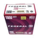 Box of 9mm Luger - 115 Gr. FMJ RN Federal