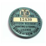 1940 NYS Hunting & Fishing License