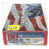 Box of .243 Win. 100 Gr. Interlock Hornady