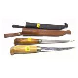 Lot, 2 J. Marttiini filet knives with sheaths