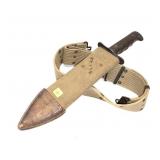 WWI USMC Bolo Knife with Scabbard and Web Belt,