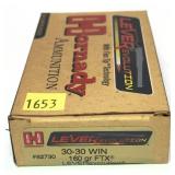 Box of .30-30 Win. - 160 Gr. FTX Hornady
