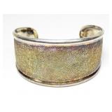 Sterling silver iridescent textured cuff bracelet,