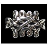 Sterling silver 4-band puzzle ring, size 8,