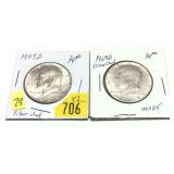 X 2 -Kennedy half dollars, Uncirculated, 40%