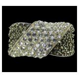 Sterling silver wrap design pave CZ and marcasite