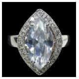 Sterling silver marquise cut CZ statement ring