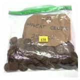Lot; Wheat cents, 250 pieces