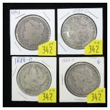 x4- Morgan dollars: 1884, 1888-O, 1889-O, 1889-O,