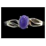 Sterling silver prong set sugilite ring, size 9