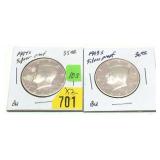 X 2 - Half dollars, Silver Proof, mixed dates -