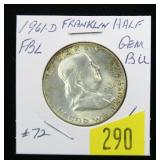 1961-D Franklin half dollar, BU