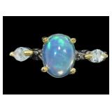 Sterling silver rhodium plated and gold wash opal