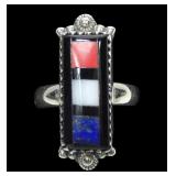 Sterling silver Southwestern design inlaid