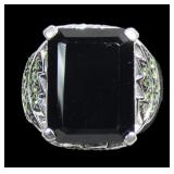 Sterling silver emerald cut dark smoky quartz