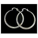 Sterling silver textured hoop earrings, approx.
