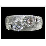 14K White gold matte finish band ring with four