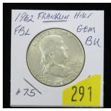 1962 Franklin half dollar, BU