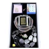 Lot, fashion jewelry and new lighter in case