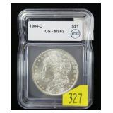 1904-O Morgan dollar, ICG slab certified MS-63