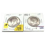 X 2 - 1976-S Kennedy half dollars, 40% silver -