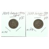 x2- 1859 Indian Head cents, -x2 cents, Sold by the