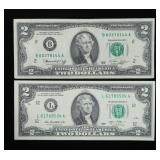 x2- $2 Federal Reserve note, series of 1974 &