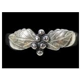 Sterling silver leaves and berries band ring,