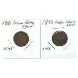 x2- Indian Head cents, -x2 cents, Sold by the