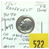 1961 Roosevelt dime, Proof