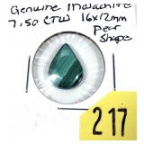 16 x 12mm cabochon pear shape malachite, 7.50 cts.