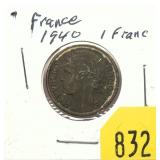 1940 French 1 Franc