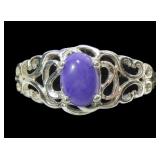 Sterling silver prong set sugilite ring in lattice
