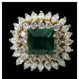 Sterling silver gold wash square cut green stone